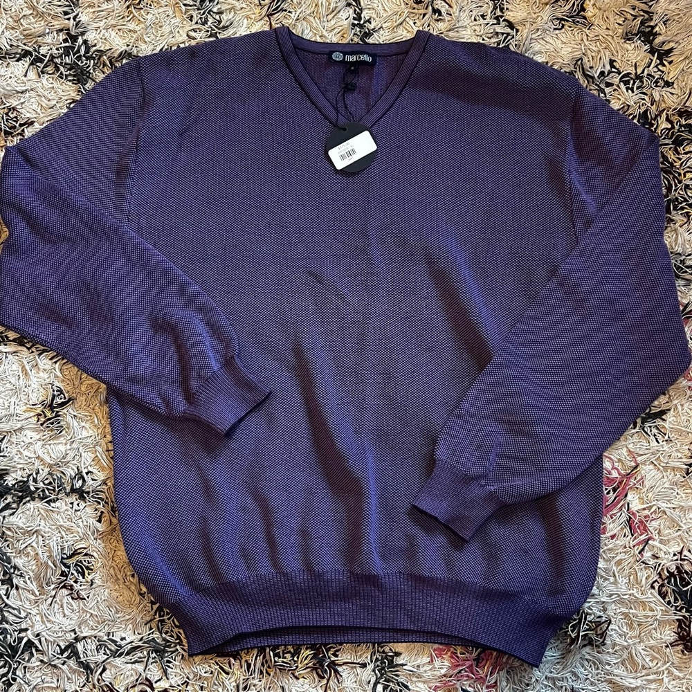 Classic V-Neck Sweater in Rich Purple
